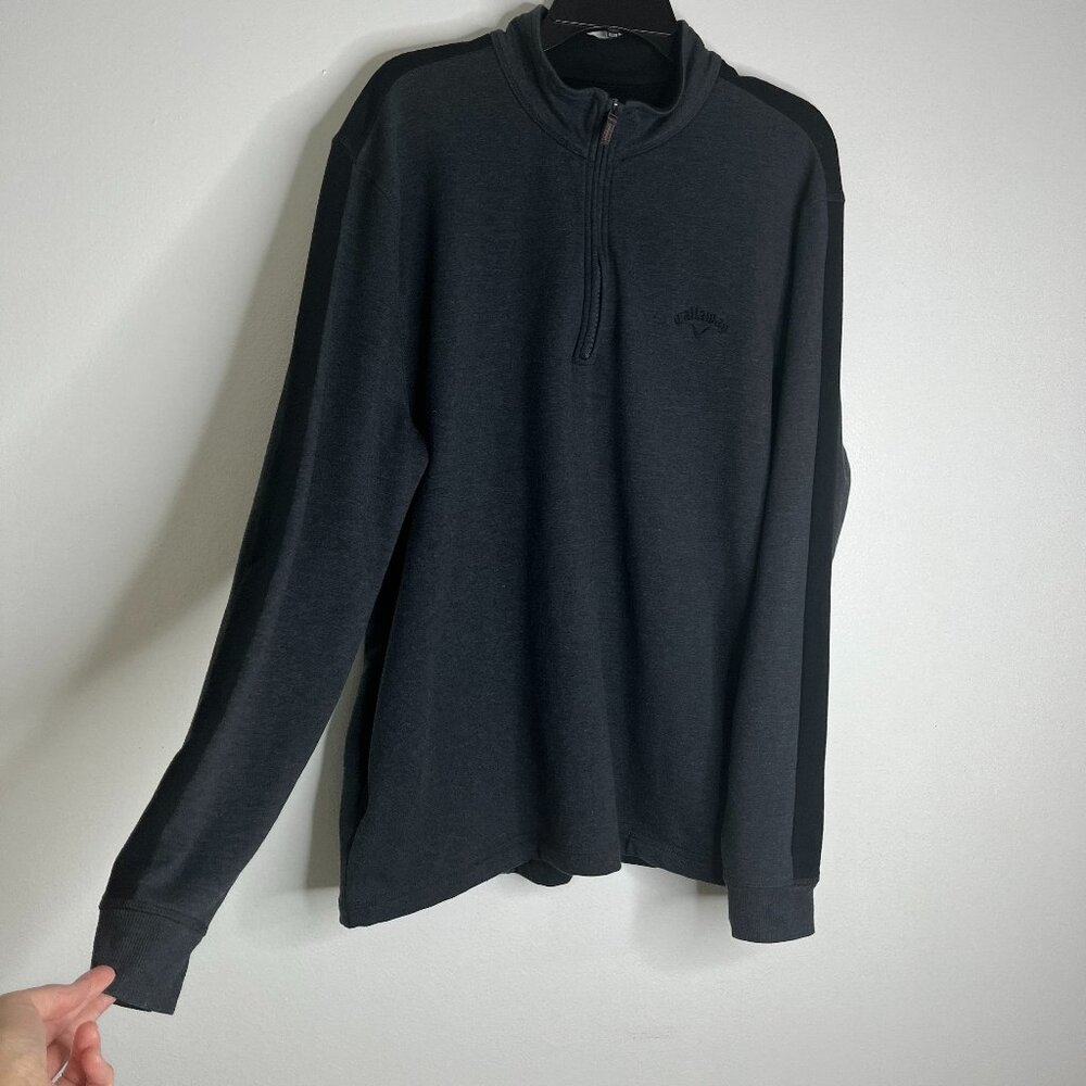 Callaway Mens 1/4 Zip Jacket Dark Gray Pullover Golf Outdoor Sweater Casual Sz L